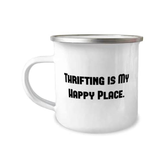 New Thrifting Gifts, Thrifting is My Happy Place, Thrifting 12oz Camper Mug From Friends, Gift ideas for friends, Best friend gifts, Personalized gifts for friends, Unique gifts for friends,