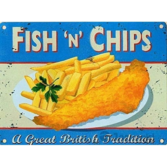 New Tin Signs Martin Wiscombe Fish and ChipsAluminumfor 8x12 Inch Plate For Home Wall Art Decor Metal Tin Sign