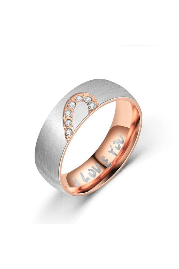 New Titanium Half Heart Stainless Steel Frosted Ring