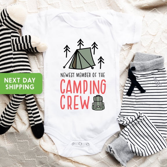 New To The Camping Crew Baby Onesie, Newest Member Of The Camping Crew Bodysuit, Camping Baby Gift, Cute Adventure Bodysuit Cool Baby Clothing, Cute Baby Onesie, BABY BODYSUIT LAT 4424