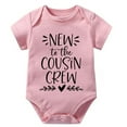 thumbnail image 1 of New To The Cousin Crew Baby Romper Girls Short Sleeve Boy Take Home Outfit White Baby Clothes 0-3 Months, 1 of 2