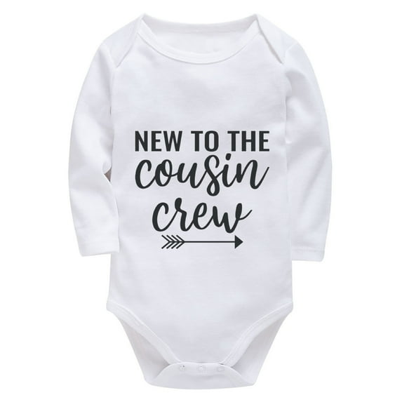 New To The Cousin Crew New Born Baby Boys Clothes Long Sleeve Gender Neutral Onsies White Baby Bodysuit Boy