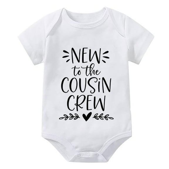 New To The Cousin Crew Newborn Suit Romper Short Sleeve Neutral Baby Girl Clothes White Boy Baby Outfits