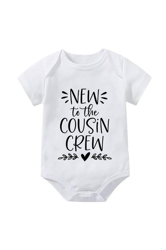 New To The Cousin Crew Newborn Suit Romper Short Sleeve Neutral Baby Girl Clothes White Boy Baby Outfits