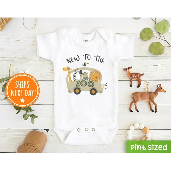 New To The Zoo Baby Onesie, Safari Onesie, Cute Animal Bodysuit, Baby Shower Gift Cute Baby Onesie, BABY BODYSUIT LAT 4424