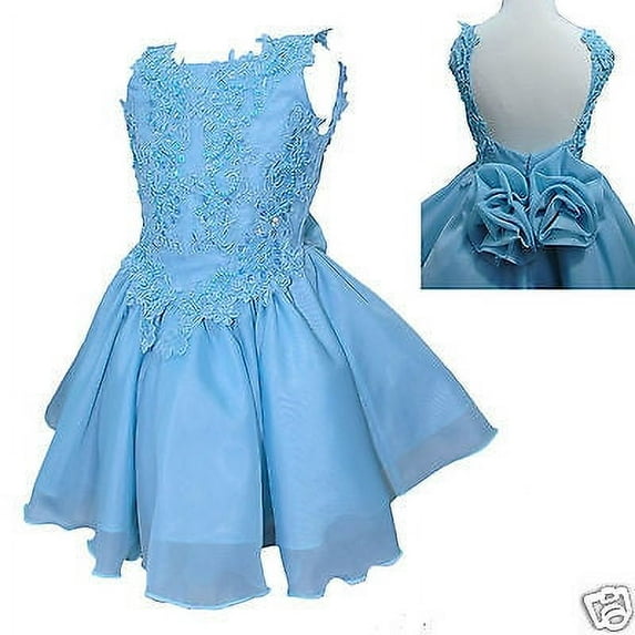 New Toddler & Little Girl Formal Dress Pageant Wedding Blue size: 1-7 yesrs old
