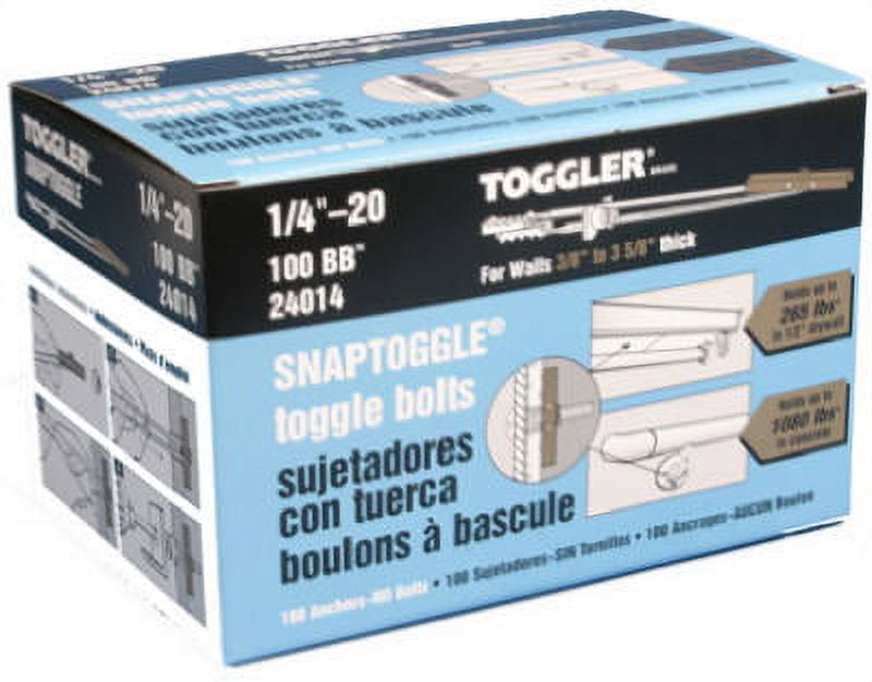 New Toggler Snaptoggle 100 Pack 1/4"20" BB Toggle Bolt
