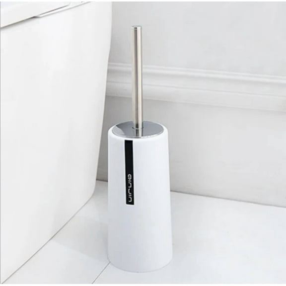 New Toilet Brush Set, Stainless Steel Slip Resistant Base White