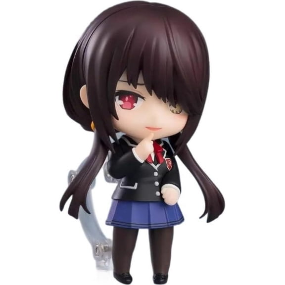 New Tokisaki Figure, Q Version Tokisaki Kurumi School Uniform Movable Replacement face Figurine 10cm/3.9inch Handmade PVC Statue Collectible Craft Gift