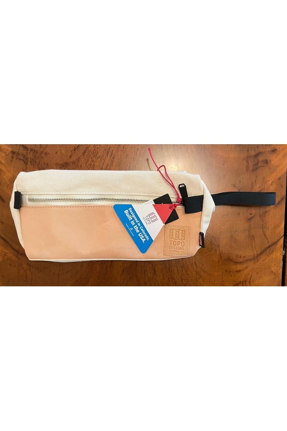 New! Topo Designs Leather & Canvas Dopp Kit. Travel Toiletry Bag. Made In USA!