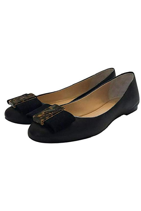 New Tory Burch Women's Chase Nappa Leather Bow Tie Ballet Flat Perfect Black (US: 6)