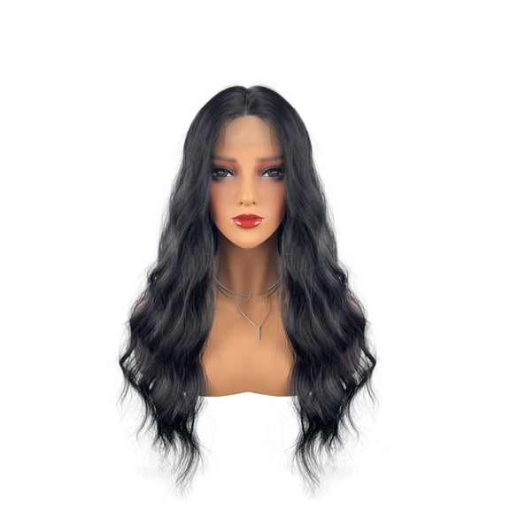 New Trade Cross-Border European and American High-Temperature Silk Women's Middle Part Corn Perm Big Wave Lace Scalp Realistic Wig
