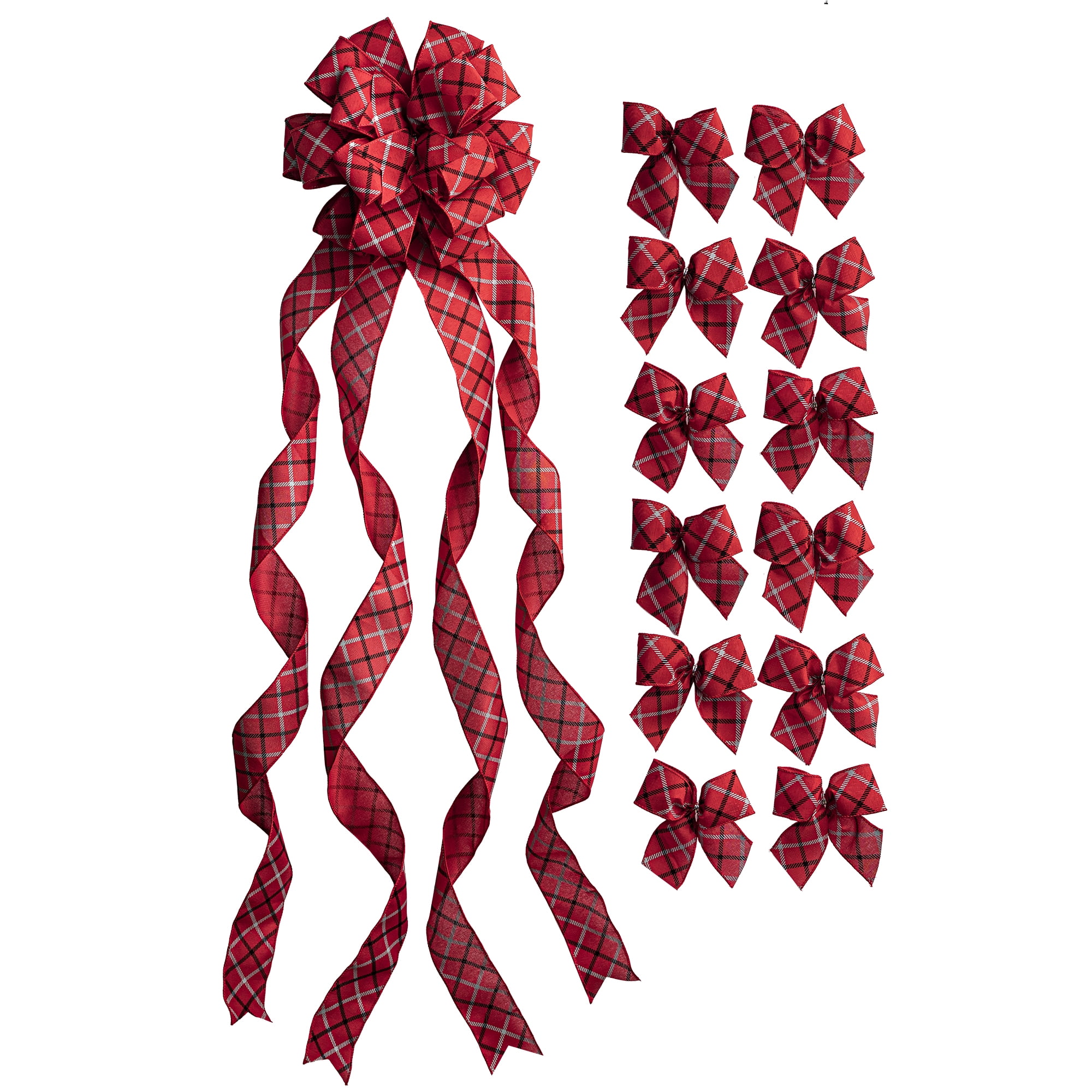 New Traditions Large Christmas Tree Topper Bow and 12 Mini Bows