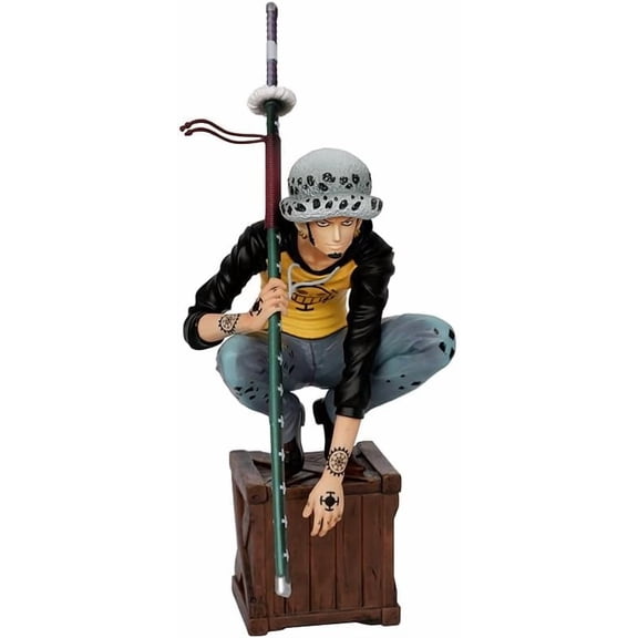 New Trafalgar Law Figure Squatting Position Trafalgar D. Water Law Figures 23cm/9.1inch Cosplay PVC Action Figure Statues Game Character Decoration Gift