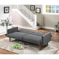 thumbnail image 1 of New Transitional Look Living Room Sofa Couch Convertible Bed Blue Grey Polyfiber 1pc Tufted Sofa Cushion Wooden Legs, 1 of 11
