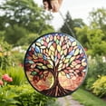 thumbnail image 1 of New Tree of Life Stained Glass Garden Decor, Window Hanging Celtic Sun Catcher, Housewarming Family Gift, Circular Light Catcher Gift for Sister, 1 of 4