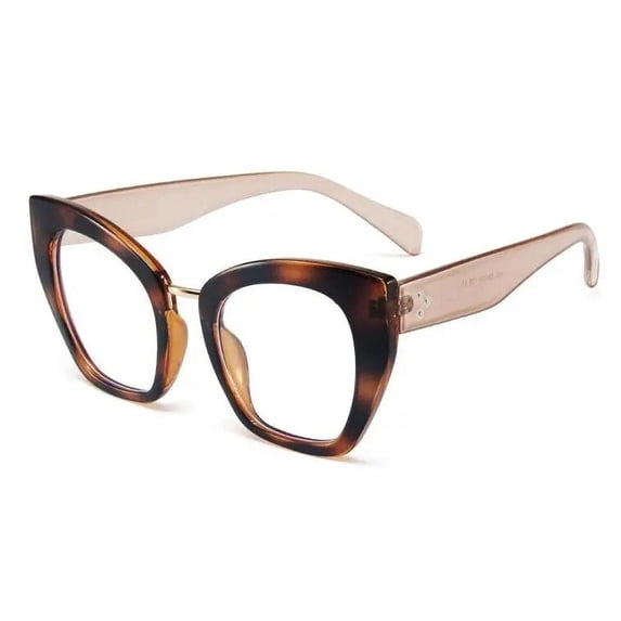 New Trend Optical Reading Glasses Women Blue Light Filter Oversized Cat Eye Leopard Tea Vision Care Eyeglasses Diopters +1.5 +2 +375 C7 leopard tea Leg