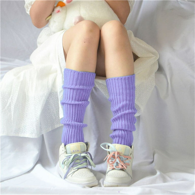 New Trend Stretchable leggings Thigh protector Crochet Clothes Knitted Wool  Calf Socks Leg Warmers Furry Ankle PURPLE 