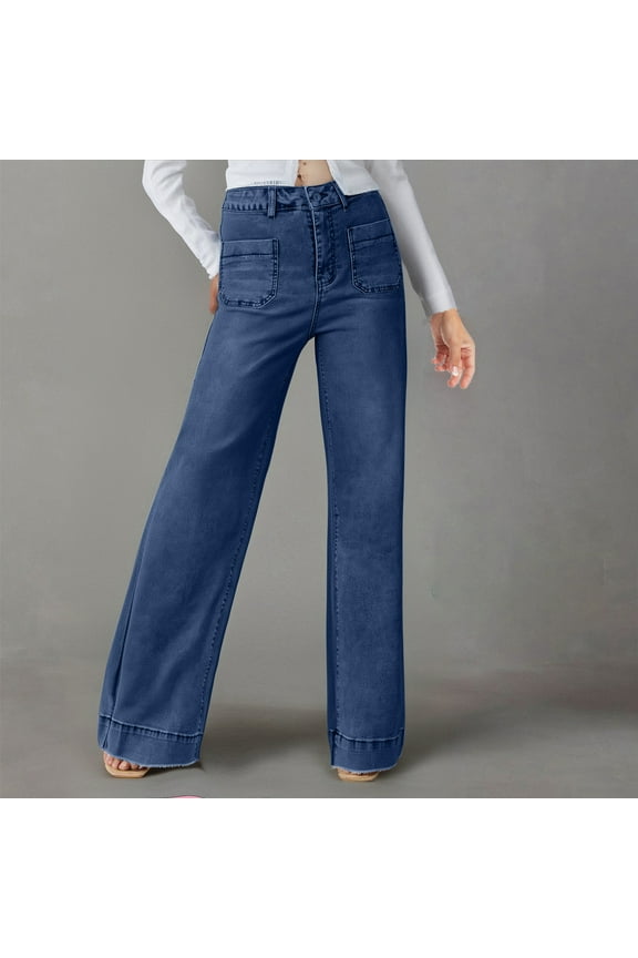 New&Trending!ChaoHeng Women Pants with Elastic Waistband Women's Spring New High Waist Straight Leg Jeans Look Thin and Wide Legs Retro Style Pants