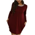 thumbnail image 1 of New&Trending!DianGeFu Plus Size Fall Long Sleeve Tees,Fashion Women's Long Sleeve V-Neck Pocket Solid Casual Solid Blouse Shirt,Wine,XL, 1 of 6