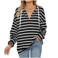 thumbnail image 1 of New&Trending!DianGeFu Womens Hoodies Pullover Plus Size,Women's Casual Loose Drawstring Hooded Striped Long Sleeve Sweatshirt Top,Black,XL, 1 of 5