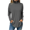 thumbnail image 1 of New&Trending!DianGeFu Womens Tee with Long Sleeves $15,Women's Off Shoulder Sleeves Long Sleeve Printed High Neck Top T-shirt,Gray,L, 1 of 4