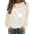 thumbnail image 1 of New & Trending!FUNUONY St Patricks Day Shirt Women's Fashionable Round Neck Casual Print Top Sweatshirt Beige L, 1 of 4