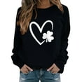thumbnail image 1 of New & Trending!FUNUONY St Patricks Day Shirt Women's Fashionable Round Neck Casual Print Top Sweatshirt Black S, 1 of 4
