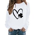 thumbnail image 1 of New & Trending!FUNUONY St Patricks Day Shirt Women's Fashionable Round Neck Casual Print Top Sweatshirt White L, 1 of 4