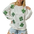 thumbnail image 1 of New & Trending!FUNUONY St Patricks Day Shirt Women's Sequin St. Day Sweatshirt Heart Sparkly Oversized Crewneck Long Sleeve Holiday Sweater Pollover White XL, 1 of 5