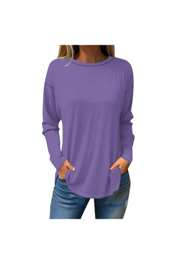 New & Trending Fashion Pohista Womens Top Long Sleeve Shirts for Women Casual Plain T-Shirts Reorders from My past Orders Cheap Fall Tops