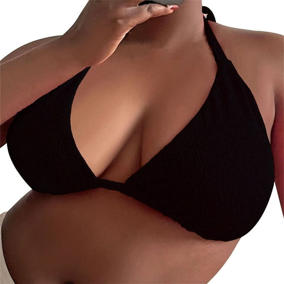 New & Trending NMMUED Bikini Top, Bathing Suit Tops for Women, Triangle Bikini Top, Push Up Bikini Top, Micro Bikini Top, Black L