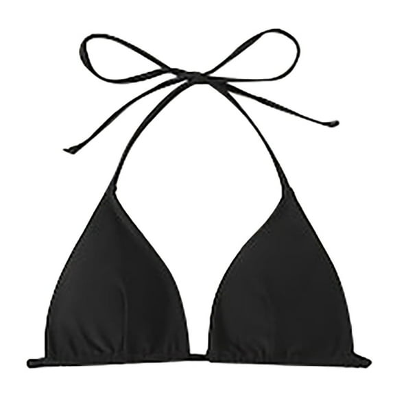 New & Trending NMMUED Bikini Top, Bathing Suit Tops for Women, Triangle Bikini Top, String Bikini, Halter Bikini Top, Black L