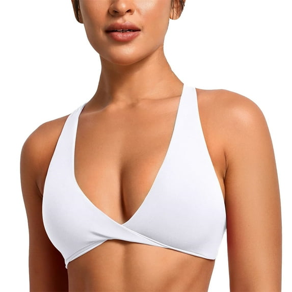 New & Trending NMMUED Bikini Tops for Women, Bathing Suit Top, Triangle Bikini Top, Push Up Bikini Top, Padded Bikini Top, White L