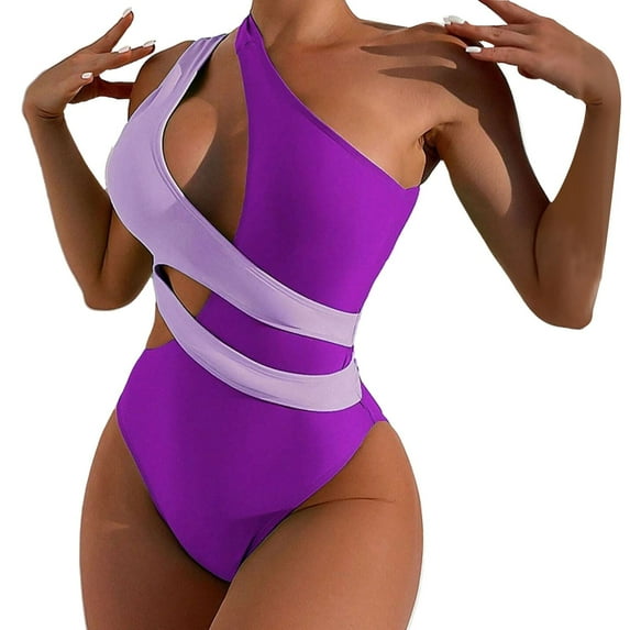 New & Trending NMMUED One Piece Swimsuit, Cut Out One Piece Swimsuit Women, One Shoulder Swimsuits for Women, Cutout One Piece Swimsuit Women, Monokini Swimsuits for Women, Purple L