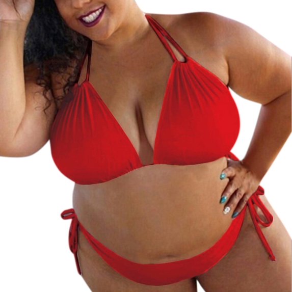 New & Trending NMMUED Plus Size Bikini, String Bikini, Triangle Bikini, Bathing Suit for Women, Plus Size Swimsuit for Women, Red 4XL