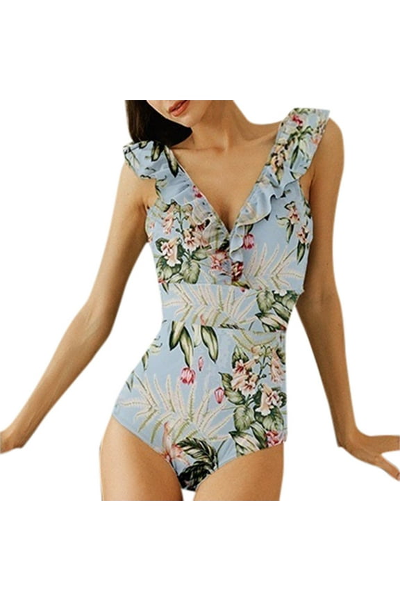 New & Trending NMMUED Womens One Piece Swimsuits, Ruffle Swimsuits for Women, Ruched One Piece Swimsuits for Women, Women Beach Fashion, Ruffle Bathing Suits for Women, Multi-color L