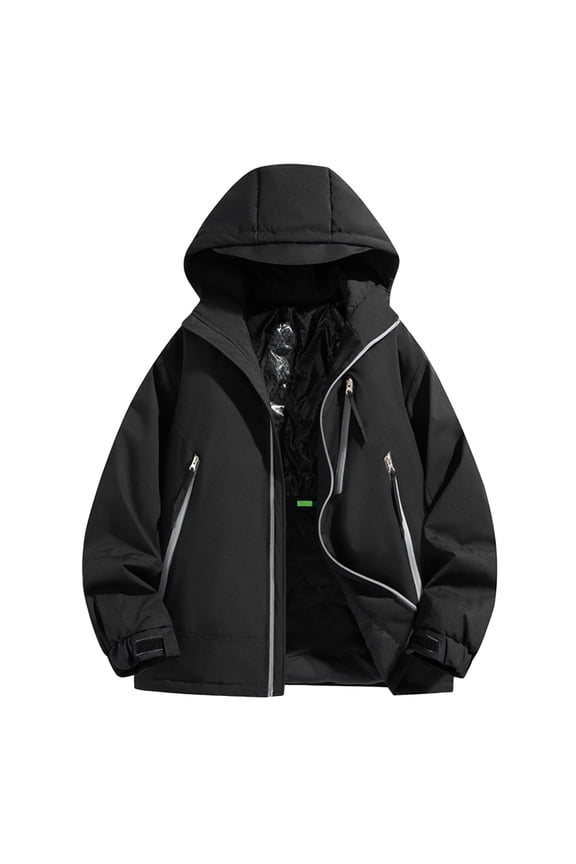 New & Trending Olyvenn Men's Ski Jacket Lightweight Waterproof Insulated Hoodies Jackets Windproof Hooded Down Coat Full Zip Rain Jacket Black 12
