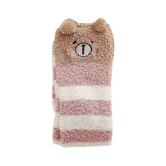 Uooqdmx Thigh High Socks, Fuzzy Socks for Women, Leg Warmers, Coral Wool Thickened Warm Half Plush Home Stockings, Warm Socks for Women, S A