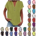 thumbnail image 1 of New & Trending for Spring Sawvnm Women's Fashion Solid Button Shirt Female V-Neck Loose T-shirt Blouse Green 3XL, 1 of 7