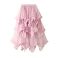 thumbnail image 1 of New Trendy!Brilliant Womens Dresses Women Irregular MultilayerGauze High Waisted Large Skirt Hem Gentle Skirt Pink F, 1 of 3