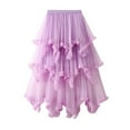 thumbnail image 1 of New Trendy!Brilliant Womens Dresses Women Irregular MultilayerGauze High Waisted Large Skirt Hem Gentle Skirt Purple F, 1 of 3