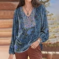 thumbnail image 1 of New Trendy!Homenesgenics Velvet Tops for Women Fashion Women's Round-Neck Long Sleeve Print Casual T-shirt Blouse/Blue XXXXL, 1 of 6