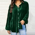 thumbnail image 1 of New Trendy!Homenesgenics Velvet Tops for Women Women's Ladies V-Neck Loose Tops Casual T-Shirts Long Sleeve Blouse/Green XXXL, 1 of 7