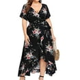 thumbnail image 1 of New Trendy!Homenesgenics Maxi Dress Plus Size Women Casual Short Sleeve Cold Shoulder Boho Flower Print Long Dress, 1 of 9