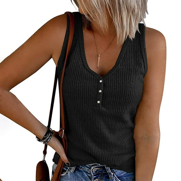 New Trendy!Homenesgenics Tank Tops Sleeveless Womens Fashion Casual Sleeveless V-Neck Raceback Ladies Tops Blouses Vest