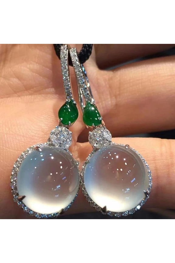 New Trendy Round Circle Moonstone Stone Earrings For Women Best Gift Charm Crystal Drop Earring Statement Jewelry