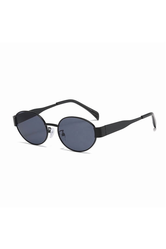 New Trendy Sunglasses Internet Celebrity Travel Same Style Oval Metal Sunglasses High-end Fashion Slimming Sunshade Glasses