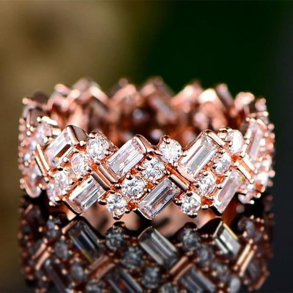 New Trendy Wedding Band Women Finger Ring Silver plated Gold Color Available Irregular Gorgeous CZ Female Daily Jewelry