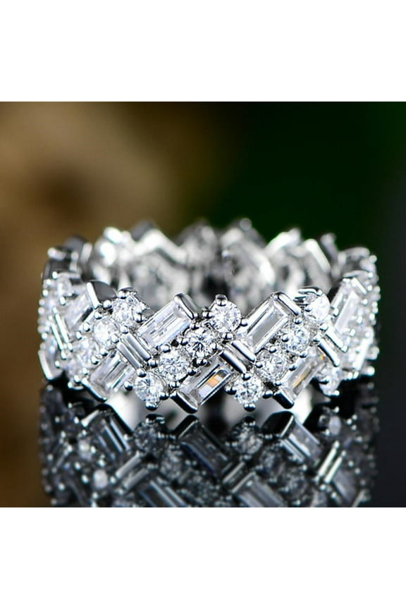 New Trendy Wedding Band Women Finger Ring Silver plated Gold Color Available Irregular Gorgeous CZ Female Daily Jewelry